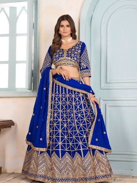 Royal Blue Sequins and Zari Embroidered Designer Lehenga Choli Party Wear Look  Lehenga