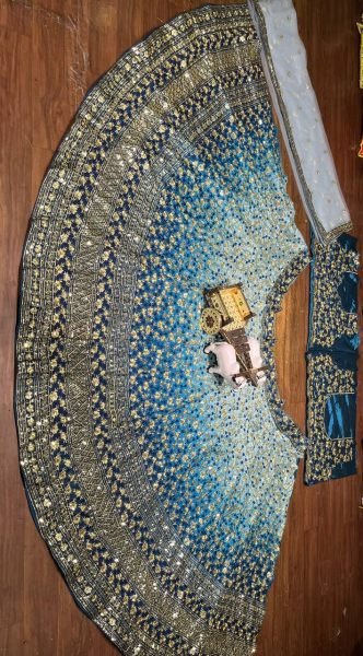 Royal Blue Zari Tissue Lehenga Choli with Lace Border Dupatta at Wholesale Rate Designer Lehenga Choli