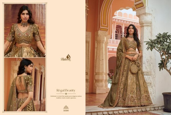 Royal Bridal Mahedi Green Banarasi Silk Lehenga with Heavy Embroidery Work For Wholesale Rate Bridal Lehenga Choli