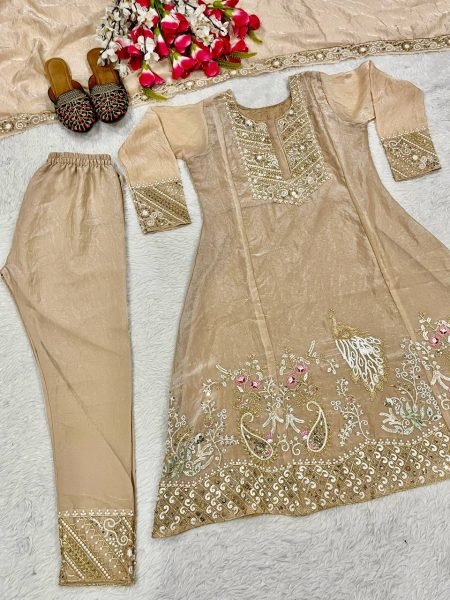 Royal Charm Fancy Silk Suit Heavy Embroidery with Dupatta Set Ready To Wear Collection