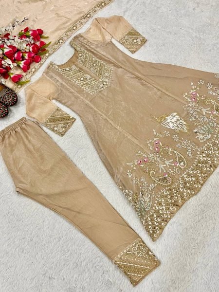 Royal Charm Fancy Silk Suit Heavy Embroidery with Dupatta Set Ready To Wear Collection