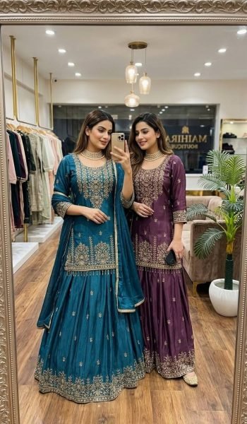 Royal Chinon Silk Embroidered Lehenga Choli Collection Ready To Wear Collection