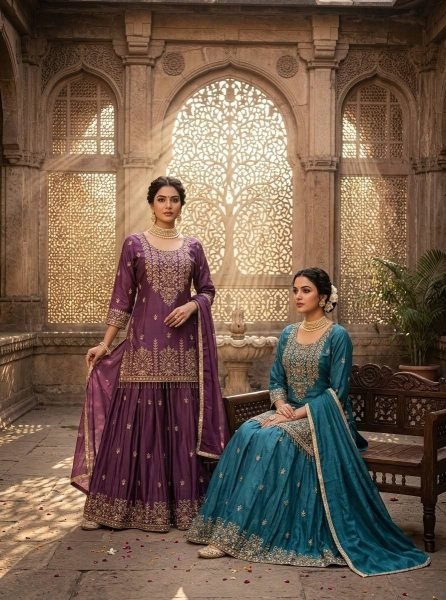 Royal Chinon Silk Embroidered Lehenga Choli Collection Ready To Wear Collection