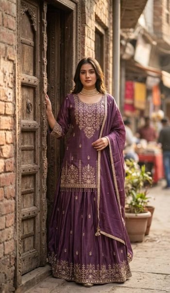 Royal Chinon Silk Embroidered Lehenga Choli Collection Ready To Wear Collection
