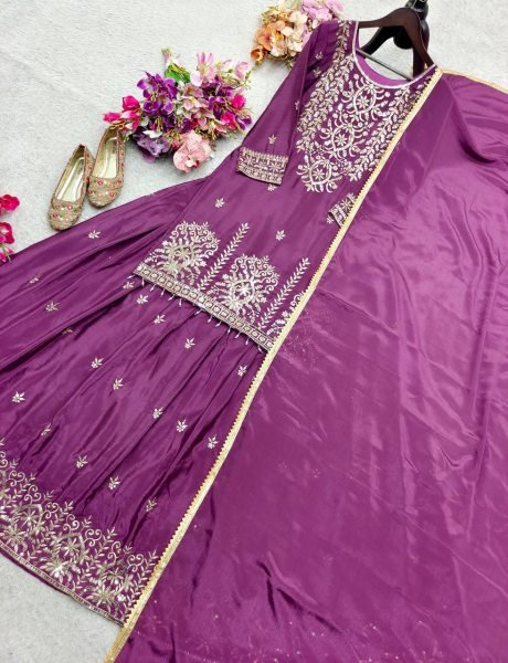 Royal Chinon Silk Embroidered Lehenga Choli Collection Ready To Wear Collection