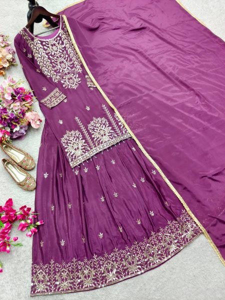 Royal Chinon Silk Embroidered Lehenga Choli Collection Ready To Wear Collection