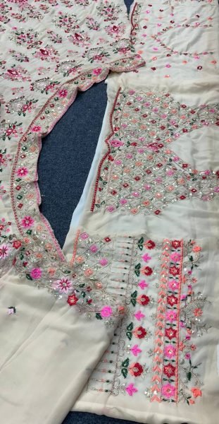 Royal Cream Faux Georgette Lehenga with Can Can and Canvas Layers for Wedding Wear Bridal Lehenga Choli