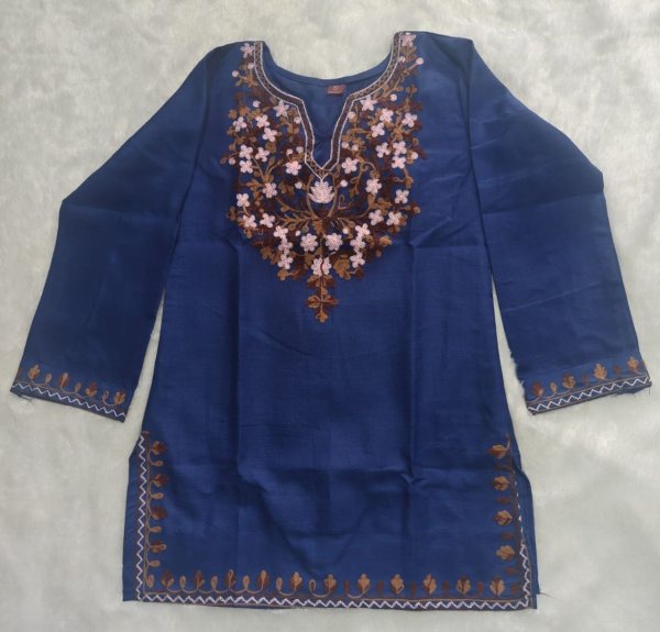 Royal Desi Elegance Blue Ethnic Cotton Kurta For Women Tunics kurti