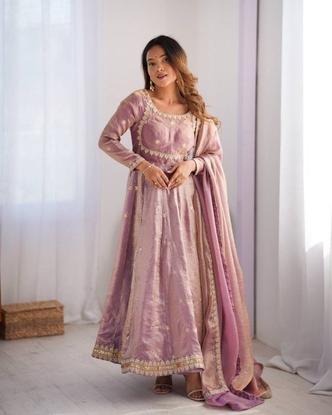 Royal Export Exclusive Fandy Silk Gown Set with Dupatta   Pant Online Sale Affordable Prices Anarkali Kurtis 