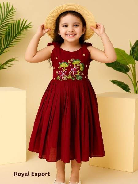 Royal Export Premium Girls Gown with Heavy Embroidery And Canvas Lining Girls Wear