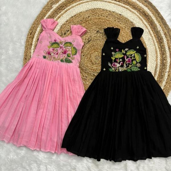 Royal Export Premium Girls Gown with Heavy Embroidery And Canvas Lining Girls Wear