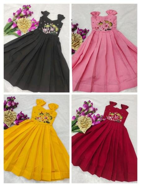 Royal Export Premium Girls Gown with Heavy Embroidery And Canvas Lining Girls Wear