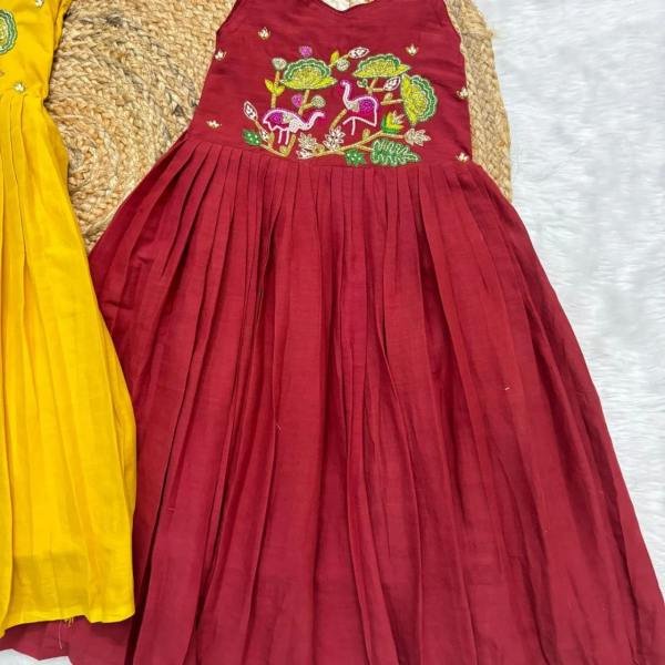 Royal Export Premium Girls Gown with Heavy Embroidery And Canvas Lining Girls Wear