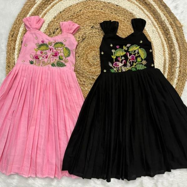 Royal Export Premium Girls Gown with Heavy Embroidery And Canvas Lining Girls Wear