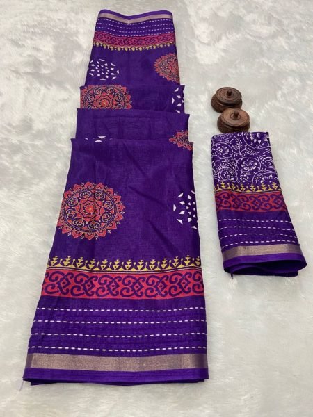 Royal Export Top Selling Kalamkari Print Dola Silk Saree Silk Sarees Wholesale