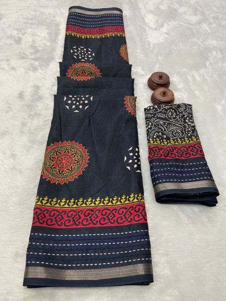Royal Export Top Selling Kalamkari Print Dola Silk Saree Silk Sarees Wholesale
