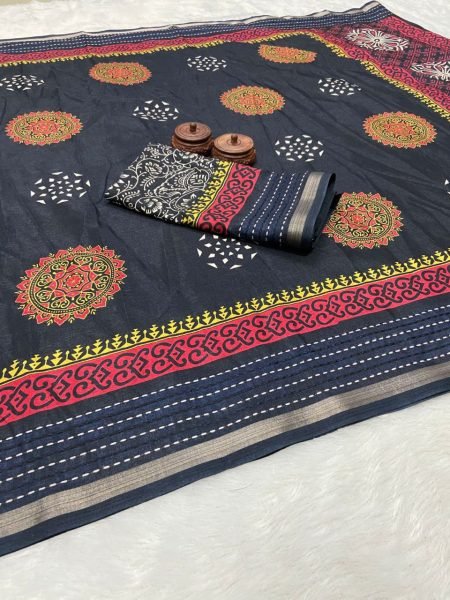 Royal Export Top Selling Kalamkari Print Dola Silk Saree Silk Sarees Wholesale