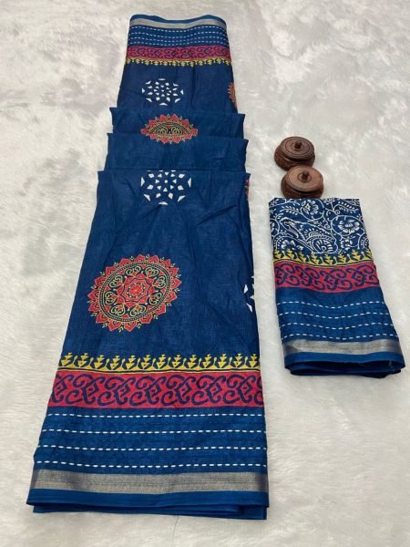 Royal Export Top Selling Kalamkari Print Dola Silk Saree Silk Sarees Wholesale