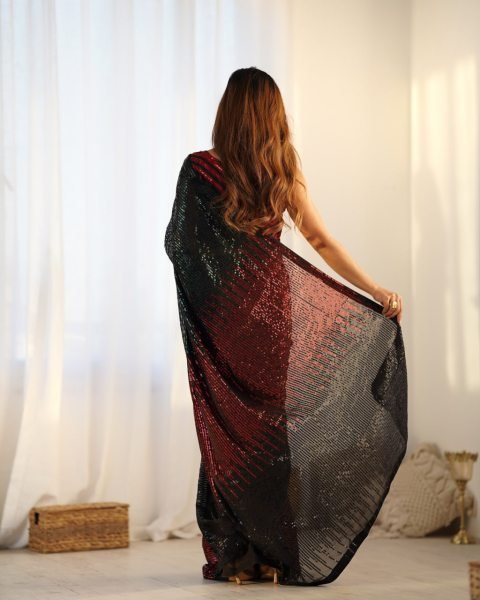 Royal Exports Latest  Clooection Two Tone Georgette Saree Partywear Designer Sarees with Heavy Sequin Work  Georgette Sarees Wholesale