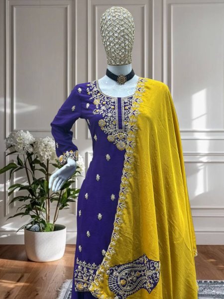 Royal Glory Chinon Heavy Embroidery Set Wedding Guest Style for Sangeet at Low Price
