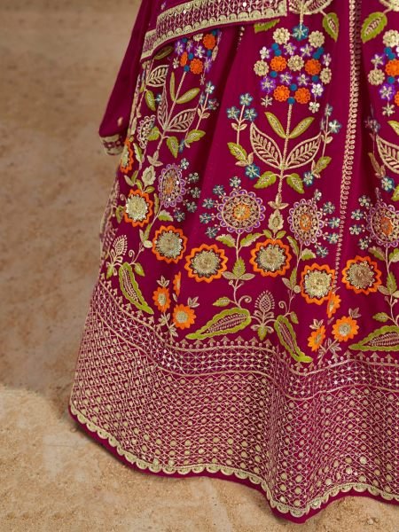 Royal Charm Rani Pink Georgette Bridal Lehenga Set with Embroidery for Wedding Reception Bridal Lehenga Choli