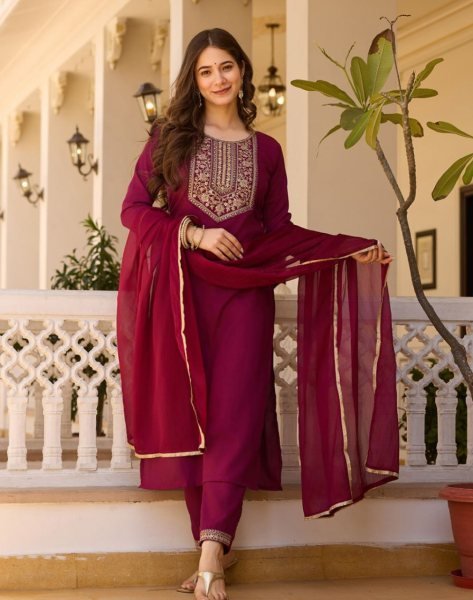 Royal Maroon Kurti Suit Set with kurti manufacturer in surat