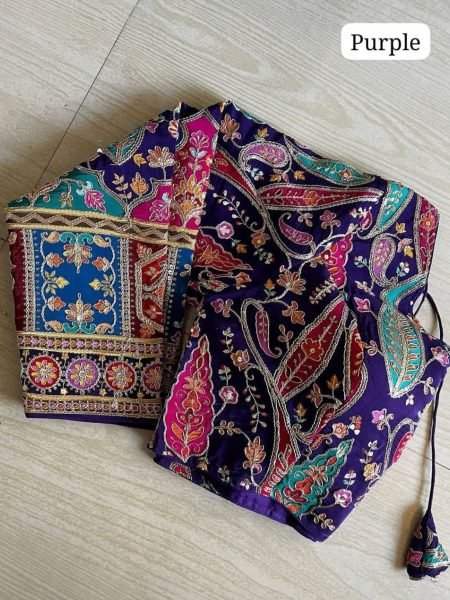 Royal Orchid Crepe Silk Blouse Premium Printed Wedding Wear for Grand Functions Sarees 