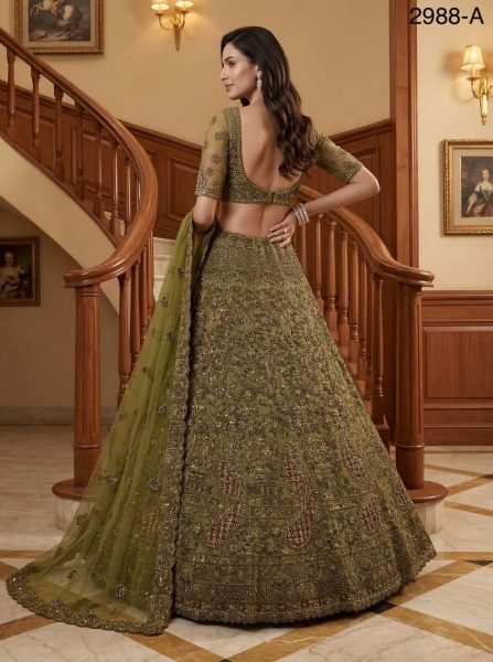 Royal Pista Wedding Lehenga Choli with Diamond and Thread Work For Wedding  Bridal Lehenga Choli