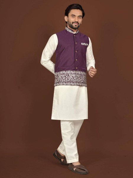Royal Purple Boutique Style Kurta Jacket Set for Men Resellers 