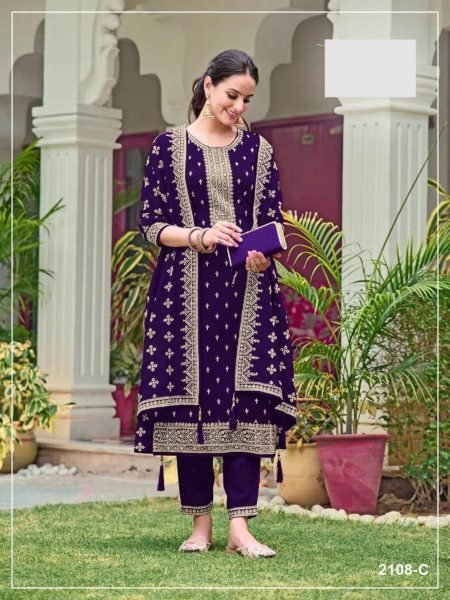 Royal Purple Designer Sequence Embroidery Salwar Suit at Manufacturer Price 