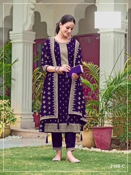 Royal Purple Designer Sequence Embroidery Salwar Suit at Manufacturer Price Churidar Salwar Suits Wholesale