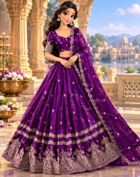 Royal Purple Dussehra Special Space Silk Lehenga Choli with Zari Work Dupatta at Wholesael Rate Designer Lehenga Choli
