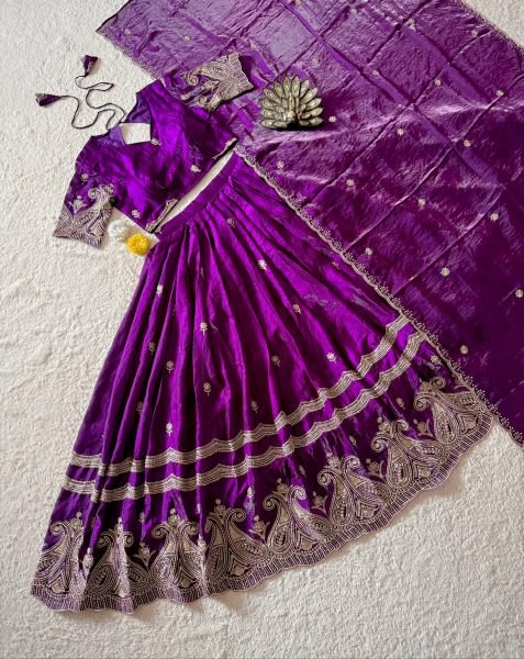Royal Purple Dussehra Special Space Silk Lehenga Choli with Zari Work Dupatta at Wholesael Rate Designer Lehenga Choli
