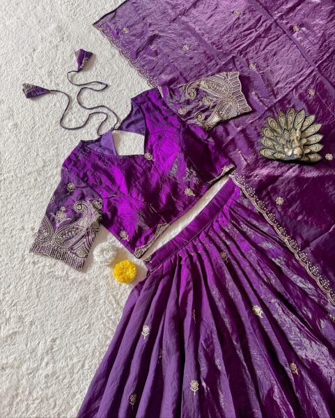 Royal Purple Dussehra Special Space Silk Lehenga Choli with Zari Work Dupatta at Wholesael Rate Designer Lehenga Choli