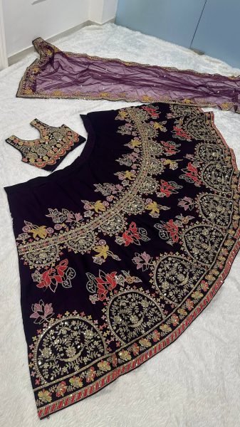 Royal Purple Kasturi Silk Lehenga Choli with Multi Thread  Dori and Sequins Work For Wedding Designer Lehenga Choli