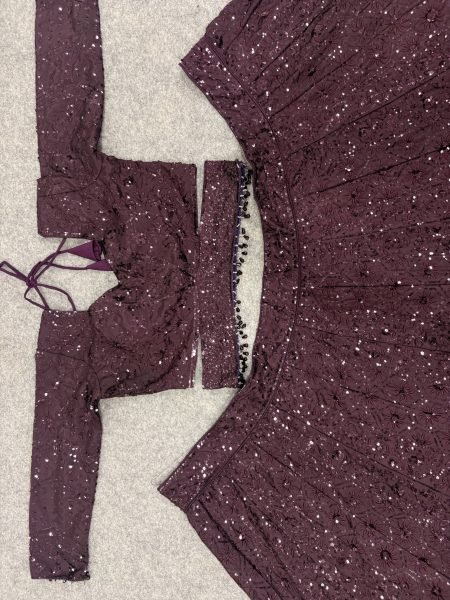 Royal Purple Kasturi Silk Lehenga Choli with Front Back Sequin Embroidered Blouse For Bridal  Designer Lehenga Choli