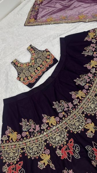 Royal Purple Kasturi Silk Lehenga Choli with Multi Thread  Dori and Sequins Work For Wedding Designer Lehenga Choli