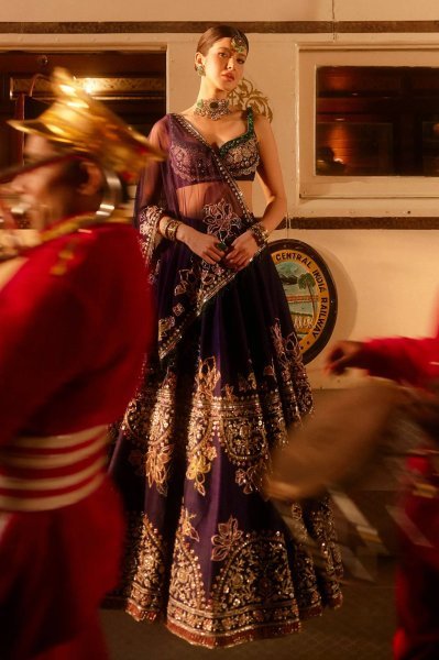 Royal Purple Kasturi Silk Lehenga Choli with Multi Thread  Dori and Sequins Work For Wedding Designer Lehenga Choli