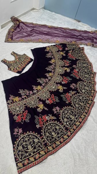 Royal Purple Kasturi Silk Lehenga Choli with Multi Thread  Dori and Sequins Work For Wedding Designer Lehenga Choli