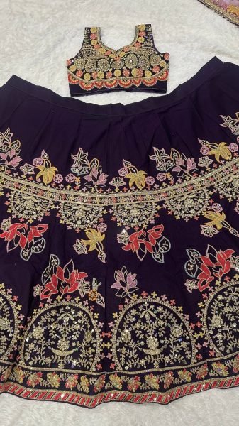Royal Purple Kasturi Silk Lehenga Choli with Multi Thread  Dori and Sequins Work For Wedding Designer Lehenga Choli