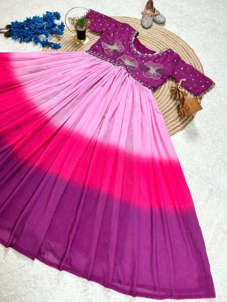 Royal Purple Mulmul Anarkali Gown Premium Embroidery & Soft Cotton Feel Anarkali Kurtis 