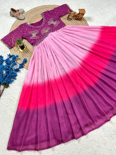 Royal Purple Mulmul Anarkali Gown Premium Embroidery & Soft Cotton Feel Anarkali Kurtis 