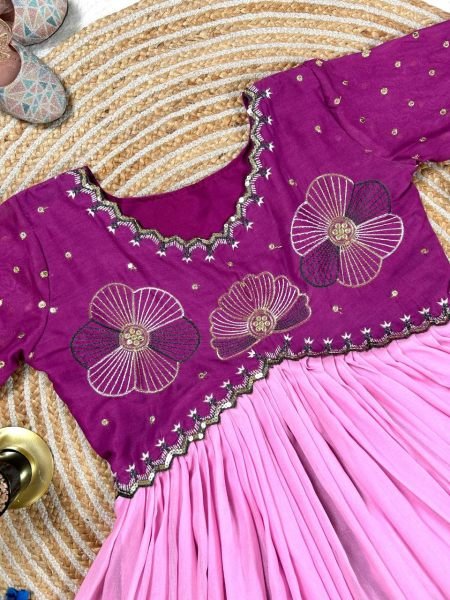 Royal Purple Mulmul Anarkali Gown Premium Embroidery & Soft Cotton Feel Anarkali Kurtis 