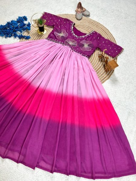 Royal Purple Mulmul Anarkali Gown Premium Embroidery & Soft Cotton Feel Anarkali Kurtis 