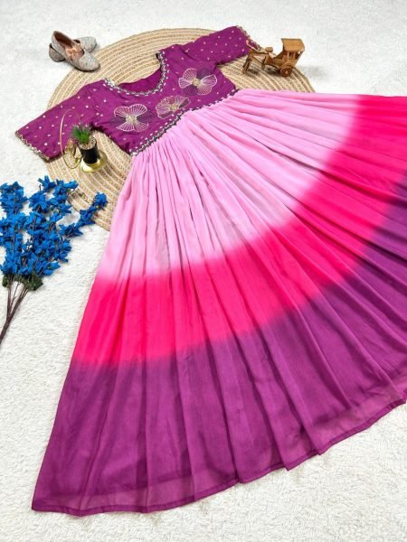 Royal Purple Mulmul Anarkali Gown Premium Embroidery & Soft Cotton Feel Anarkali Kurtis 