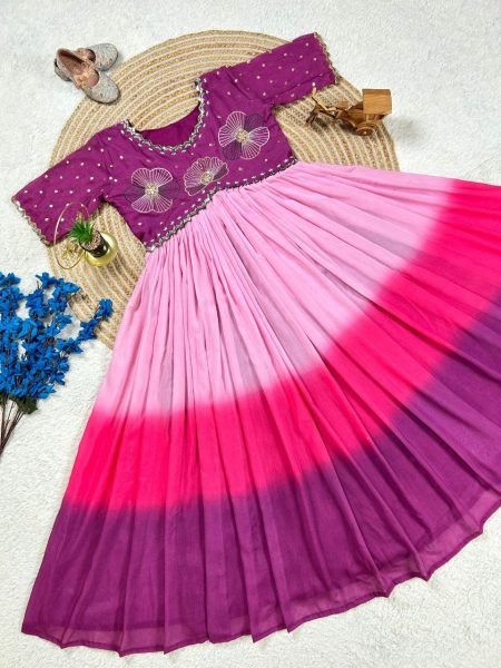 Royal Purple Mulmul Anarkali Gown Premium Embroidery & Soft Cotton Feel Anarkali Kurtis 