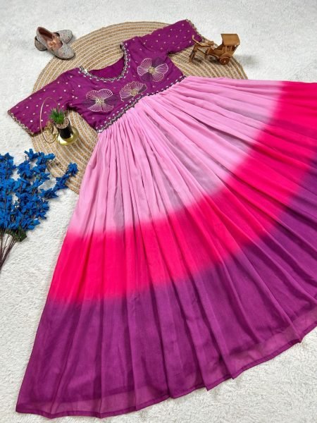 Royal Purple Mulmul Anarkali Gown Premium Embroidery & Soft Cotton Feel Anarkali Kurtis 