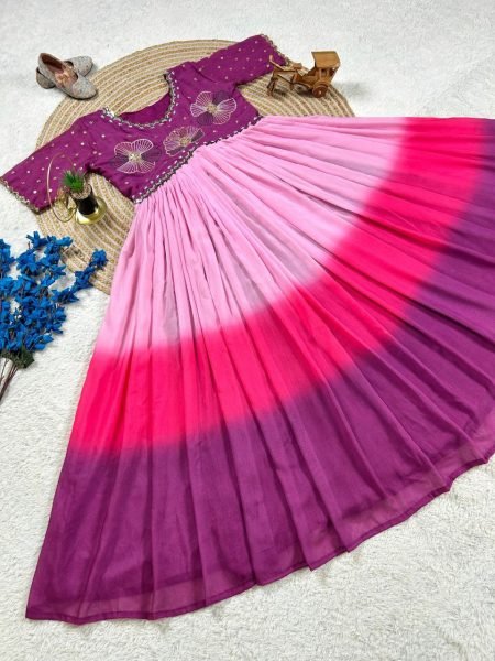 Royal Purple Mulmul Anarkali Gown Premium Embroidery & Soft Cotton Feel Anarkali Kurtis 