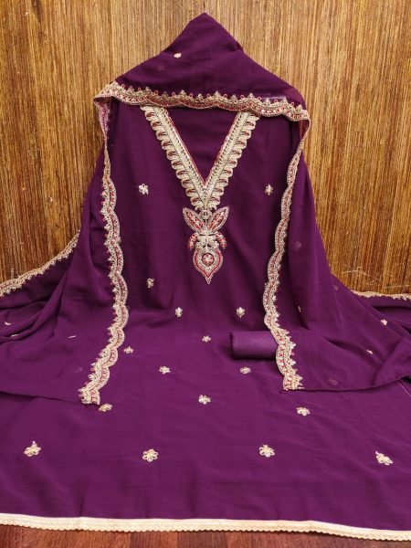 Royal Purple Silk Suit with Heavy Embroidery & Dupatta Elegant Festive Set for Women Color Set Matching Dress Material Wholesale