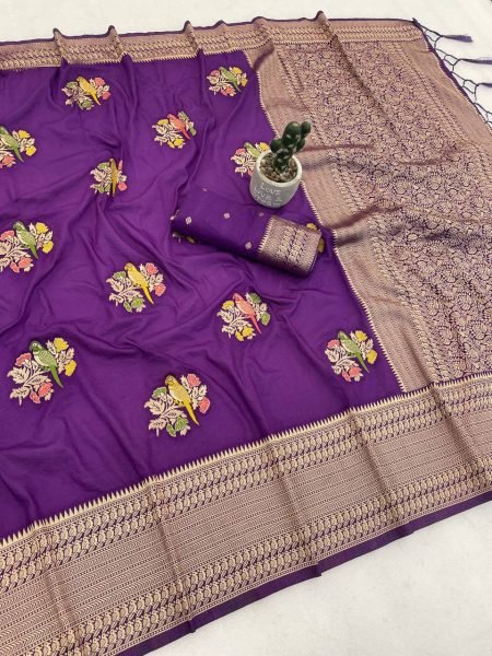 Royal Purple Stylish Hand Dyed Saree for Festive and Occasion Wear Cotton Sarees Wholesale